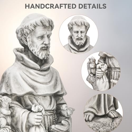 St Francis Garden Statue Outdoor, 31 in Catholic Patio Decor - Image 5