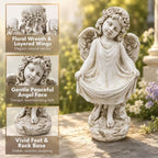 21" Resin Angel Statue, Outdoor Garden Statue Cherub Decor with Wings - Image 4