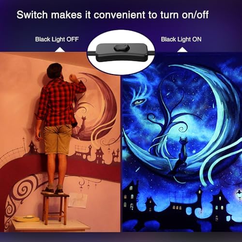 Onforu 6 Pack 38W LED Black Lights, Blacklight Flood Light with Plug, IP66 Waterproof, for Halloween Party, Glow in The Dark, Stage Lighting, Aquarium, Body Paint, Fluorescent Poster, Neon Glow,Black - Image 3