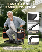 KVR Garden Kneeler and Seat with 2 Tool Pouches, Heavy Duty Foldable Gardening Stool, Portable Bench with Thick EVA Foam for Knee Support, Gifts for Seniors, Black/Orange - Image 2