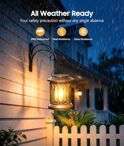 Solar Lantern Outdoor Lights with Metal Hooks, Upgraded Solar Lanterns - Image 6