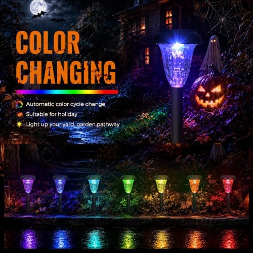 TISEJOY Solar Lights Outdoor Waterproof for Pathway, 12 Pack Color Changing - Image 4