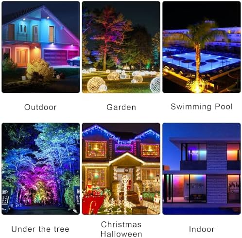 2 Pack Aluminum RGB Flood Lights Outdoor, Durable 100W Color Changing Floodlight Outside, IP66 Waterproof, Remote Control, Plug and Play, Various Scenes, DIY Modes, Memory Function(With Ground Stakes) - Image 5