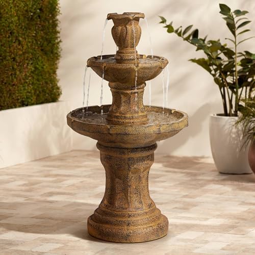 Tuscan Garden 41 1/2" Dark Stone Finish Traditional Tiered Outdoor Fountain - Image 5