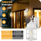 TOBUSA 2-Pack Outdoor Wall Lanterns, 100% Aluminium White Outside Light Fixtures, Waterproof &Anti-Rust Exterior Wall Lanterns Front Porch Lights for House Garage Doorway, Bulbs Not Included - Image 2