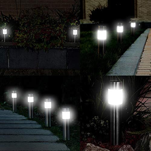SUNWIND Solar Bollard Lights Outdoor - 6 Pack Stainless Steel Warm White LED Landscape Lights Waterproof Decorative Lighting for Backyard Lawn Patio - Image 7