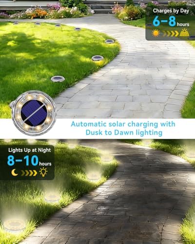 24 Pack Mini Solar Powered Ground Lights, Bright LED Solar Lights Outdoor Waterproof for Landscape Decoration, Pathway Lighting for Garden Walkway Driveway (Warm White) - Image 2