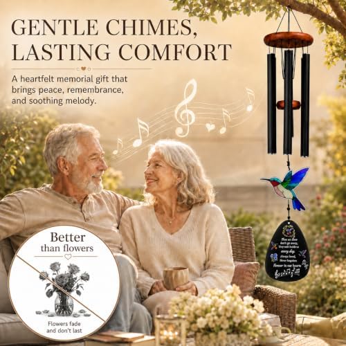 Hummingbird Memorial Wind Chimes for Outside with Adjustable Sound & Mute Option, in Memory Wind Chimes for Outside, Bereavement Remembrance Gift for Mother, Dad, Husband, Loved One - Image 4