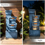 4-Tier Rock Outdoor Water Fountain, Resin with LED Light, 42 in - Image 6