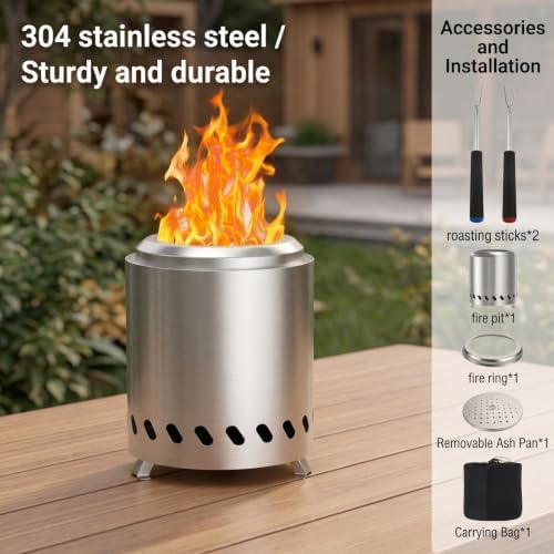 9.7 x 7.1 Inch Stainless Steel Tabletop Fire Pit Mini Smokeless - Image 5