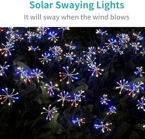 JJGoo Solar Garden Lights, New Upgraded 6 Pack Solar Swaying Starburst Light, Waterproof Fireworks Outdoor Lights, Yard Patio Pathway Decoration, Colorful - Image 5