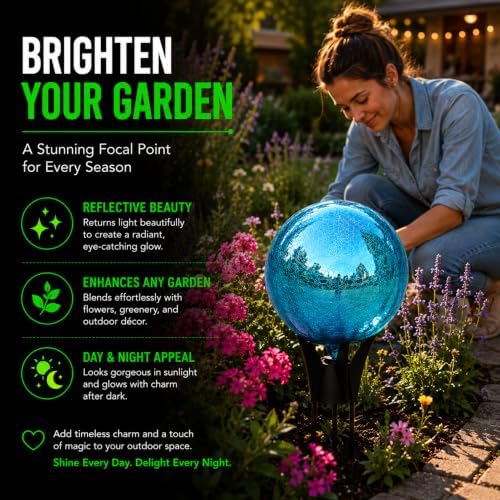 12-Inch Teal Reflective Glass Garden Orb, Mirror-Polished Hollow Sphere for Weather-Resistant Outdoor Yard Décor, Lawn Accent, Patio Landscaping, and Home Ornament, Shine, and Timeless Charm - Image 5