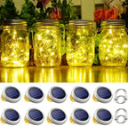 SmilingTown 10 Pack 30 LED Solar Mason Jar Lid String Lights,Fairy Lights Including 10 Pcs Hangers,for Indoor Outdoor Wedding Patio Garden Party Decorations Gift(No Jars) (Warm White) by SmilingTown