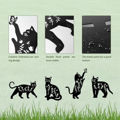 4 Pack Cat Metal Garden Decorative Stakes, Weather Proof Silhouette Statues for Yard, Patio,Outdoor Decor for Cat Lovers and Pet Owners - Image 5