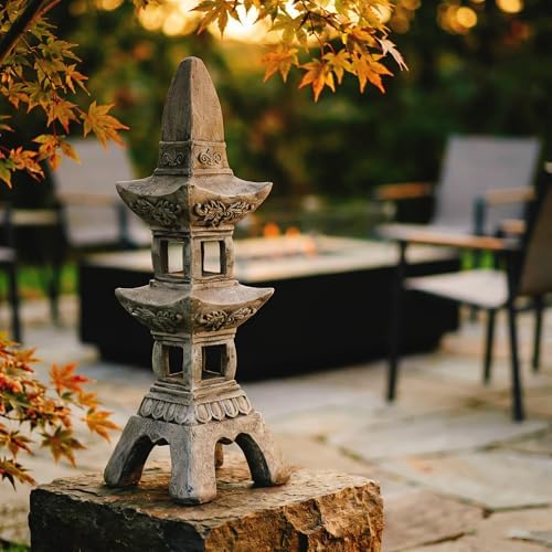35.5''High Asian Zen Pagoda MGO Tall Lantern Statue - Image 4