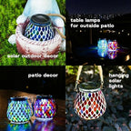 2 Pack Mosaic Red Solar Lanterns, Outdoor Glass Hanging Lights, Waterproof, Solar Table Lamps, Christmas Gifts for Women Mom Grandma, Night Lights, Decoration for Garden, Patio, Yard, Outdoor Decor - Image 4