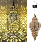 Hapjoy Moroccan Hanging Solar Lights Outdoor Lantern Bidirectional Availabili Garden Decor Waterproof Plastic Gold Decorations for Patio Pathway Yard Backyard Solar Powered Garden Decorative (2, gold) by Hapjoy