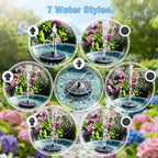 Yzert Solar Fountain with 2000mah Battery, 3-Level Adjustable Water Height, Rotating Rods, Works in Shadow, 7 Nozzles, 2026 3.5W Glass Outdoor Fountain Pump for Bird Bath, Garden, Pond, Flower Pot - Image 5