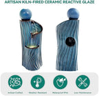 32" H Ceramic Outdoor Water Fountain, Art Sphere Dynamic Wave-Texture - Image 4