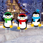 Drydiet 3 Pack Metal Christmas Yard Signs Decor Xmas Yard Stakes Outdoor with Stakes for Holiday Outdoor Garden Lawn Pathway Decoration(Penguin) by Drydiet