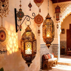 Moroccans Iron Candle Holders Hanging Lantern with Intricate Cutout Design for Romantics Home Decors and Outdoor Use - Image 6