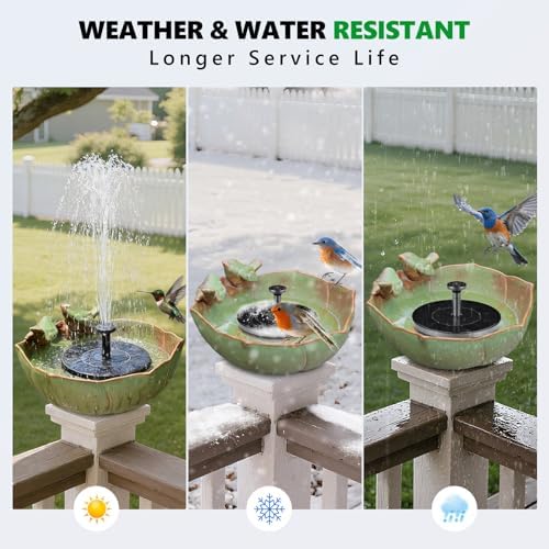 Solar Powered Ceramic Bird Bath for Outdoors, 10.1" Hummingbird Solar Fountain Ground Ceramic Bird Baths Bowl for Outside, Large Table Top Garden Décor for Patio, Yard & Home - Image 7
