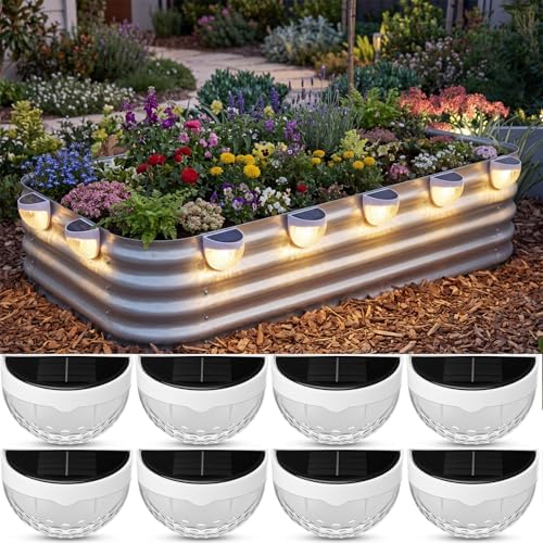 VIHOSE 20 Pack Raised Garden Bed Solar Lights Magnetic with Dusk to Dawn Sensors Wide Angle IPX4 Waterproof Solar Powered Lights Outdoor for Planter Raised Beds Garden Patio Fence, Warm White (White) by VIHOSE