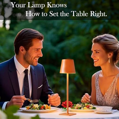 Orange Rechargeable Table Lamp Set of 2,Small Led Cordless Table Lamp,Outdoor Table Light for Restaurant Dining Table Top Tabletop Dinner,Retor Lamp Mid Century Morder Lamp,Vintage Lamps,Kitchen lamp - Image 5