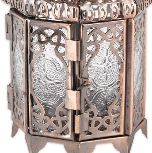 Zingz & Thingz Moroccan Style Candle Lantern Holder, Decorative Light Home Decor, Indoor & Outdoor, 9.5" Tall, Copper - Image 3