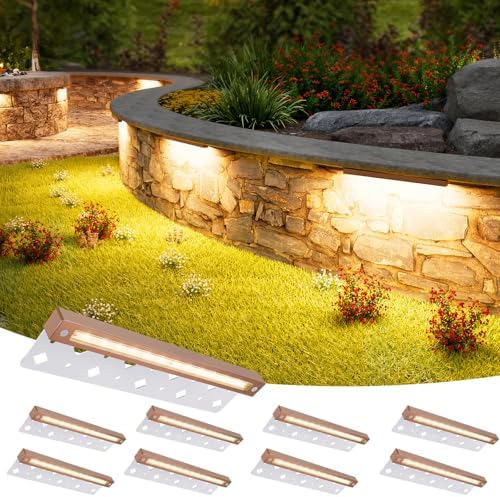 VOLISUN 12 Inch Retaining Wall Lights, 2700K Hardscape Lighting, 8 Pack by VOLISUN