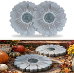 2 Pack Daisy Cement Stepping Stones 10 Inch, Heavy Duty Garden Pathway Stones, Non Slip Outdoor Walkway Decor for Yard Patio Lawn, Weather Resistant Fall Garden(Gray) by Unknown