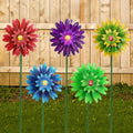 Metal Flower Wind Spinner Garden Stake Yard Art, Lawn Windmill Ornaments by Weibefee