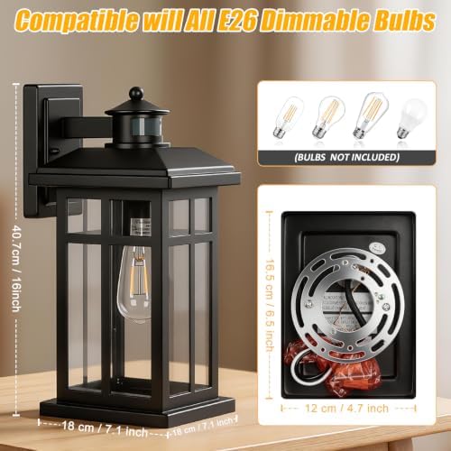 Brilvibera 2-Pack 16" Large Black Outdoor Wall Light - Image 3