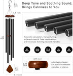 Bursvik 60" Deep Tone Wind Chimes - 5 Metal Tubes Rhombus Garden Patio Gift - Image 3