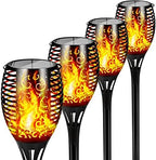 4-Pack Solar Lights 12 LED Flickering Flame Solar Torches Lights 19" Waterproof Outdoor Lighting Solar Powered Pathway Lights Landscape Decoration Lighting Auto On/Off for Garden Patio Yard by JAYXCHOME