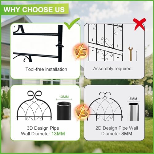 2 Pack 86.7" H x 19.7" W Black Metal Garden Trellis for Climbing Plants Outdoor, Heavy Duty Tall Plant Support for Roses, Vines, Cucumbers, Clematis, Flowers & Vegetables - Image 3