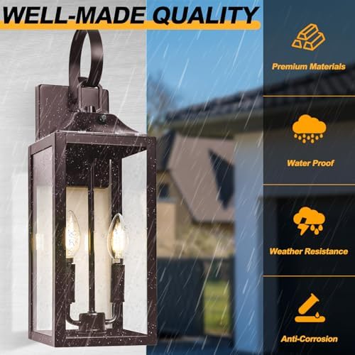 19" Oil Rubbed Bronze Dusk to Dawn Outdoor Wall Light, Modern Porch Lights - Image 6