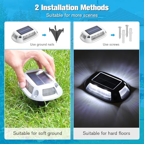 VOLISUN Solar Driveway Lights Dock Deck Lights 8 Pack,9 Colors in 1 Led IP67 Waterproof Outdoor Warning Step Light for Driveway Sidewalk Pathway RGB - Image 4