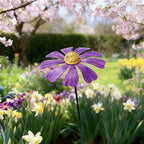 Rusty Metal Wild Flowers Garden Stakes 11.82 x 8.47 inches, Decorative Flowers Yard Stake Metal Art for Outdoor Garden Lawn Decor (Purple-1) - Image 3