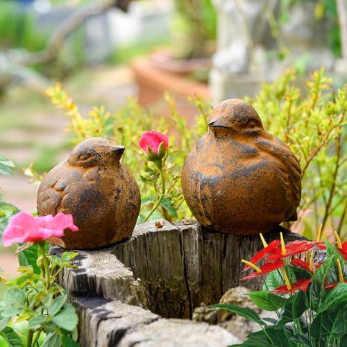 Sungmor 2PC Cast Iron Rust Bird Statues, Multi-Purpose Paperweight Doorstop - Image 5