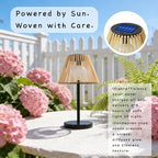 Solar Wireless Outdoor Table Lamp with Handwoven Rope Shades - Image 3