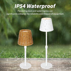 Outdoor Waterproof Rechargeable Cordless LED Table Lamp with Telescopic Pole and Wicker Shade, 5200mAh Touch Dimmable Battery Operated Table Light for Patio Restaurant Kitchen (White) - Image 4