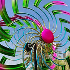 Large Metal Wind Spinner Outdoor, 96'' Adjustable Height with 24'' Sickle Blades, Water Ripple Motion & Smooth 360° Rotation, Weatherproof Garden Decor for Patio Lawn Backyard (Red&Blue) - Image 5