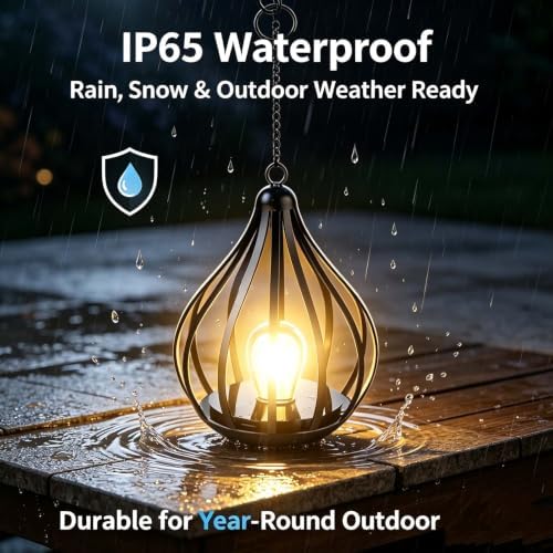 Solar Lanterns Outdoor Waterproof 2 Pack, Hanging Solar Lights Garden Decor Gifts for Women Mom Grandma, Metal Solar Lanterns for Outdoor Patio Porch Backyard - Image 2