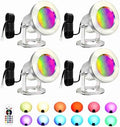 LED Pond Lights with Remote Control, 6W SS316 Stainless Steel RGB Underwater Fountain Light IP68 Waterproof Outdoor Underwater Lights for Pond Waterfall (4) by Agdjasa