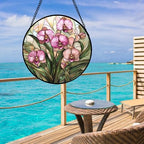 Phalaenopsis Orchid Stained Glass Window Hanging Decor Gifts for Women 12" - Image 5