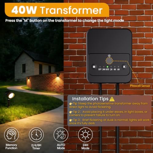 Low Voltage Landscape Lighting Kit, 6W 3000K Outdoor Spotlight 4 Pack - Image 3