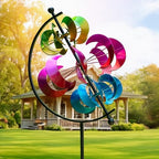 Large Metal Wind Spinner for Garden and Yard – 63 Inch Kinetic Outdoor Sculpture with Dual Direction 360° Spinning Blades – Weather Resistant Moons Yard Art Decor for Patio, Lawn, and Porch by VISFLAIR