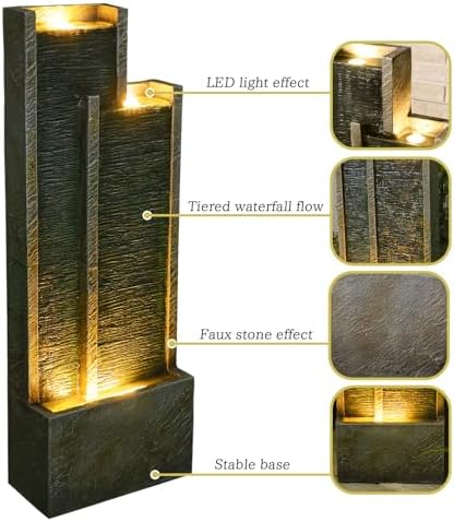 Bumilgar Indoor Water Fountain 35.4-Inch Modern Rectangular Waterfall - Image 3
