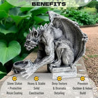 OLOMA Guardian Gargoyle Hold Bowl Concrete Statue Handmade Outdoor Gothic Fantasy Sculpture Cement Bird Feeder Mythical Creature Yard Ornament Patio Lawn Porch Decor Weather Resistant Cement Figure - Image 2